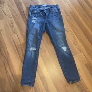 LOFT Blue Distressed Skinny Jeans